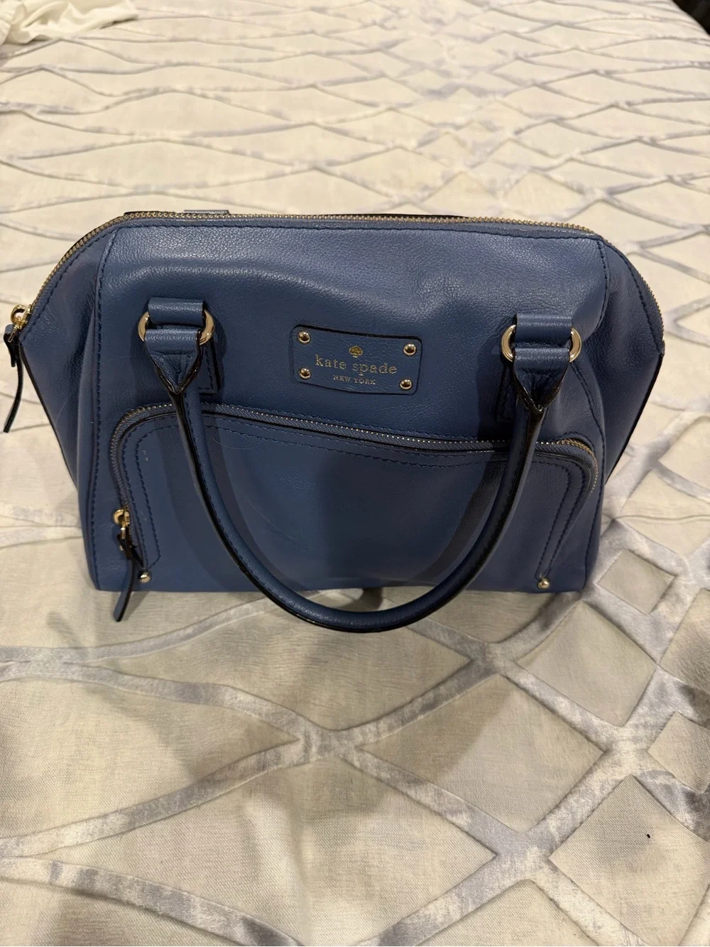 Vintage Kate Spade Blue Leather Satchel